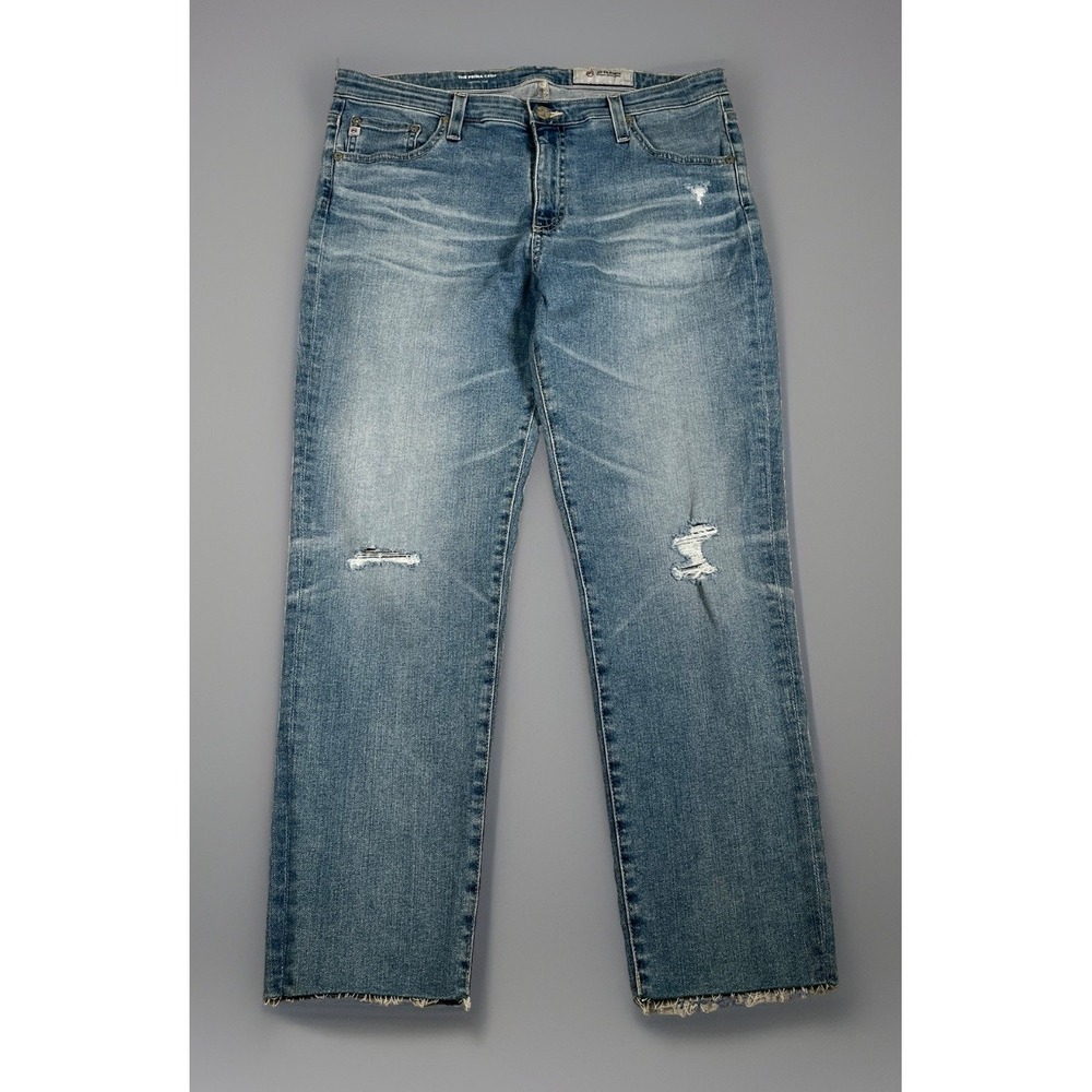 AG Adriano Goldschmied Prima Crop Cigarette Jeans Women 32 Distressed Denim *NWT